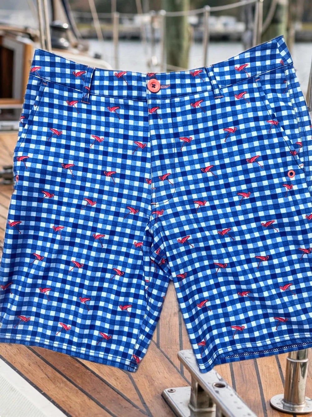 Sperry Top-Sider Gingham Hybrid Flamingo Print Shorts